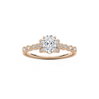 Leonie 3/4 ctw Oval LGD Petite Bezel Set Side Stone Promise Ring - 14K Rose Gold
