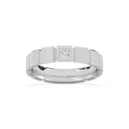 Liam 1/6 ct Princess LGD 4.80mm Bezel Mens Wedding Band - 14K White Gold