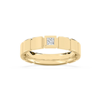 Liam 1/6 ct Princess LGD 4.80mm Bezel Mens Wedding Band - 14K Yellow Gold