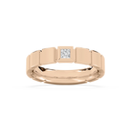 Liam 1/6 ct Princess LGD 4.80mm Bezel Mens Wedding Band - 14K Rose Gold