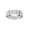 Liam 3/8 ct Princess LGD 6.25mm Bezel Mens Wedding Band - 14K White Gold
