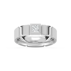 Liam 3/8 ct Princess LGD 6.25mm Bezel Mens Wedding Band - 14K White Gold