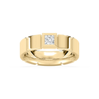 Liam 3/8 ct Princess LGD 6.25mm Bezel Mens Wedding Band - 14K Yellow Gold