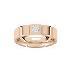 Liam 3/8 ct Princess LGD 6.25mm Bezel Mens Wedding Band - 14K Rose Gold