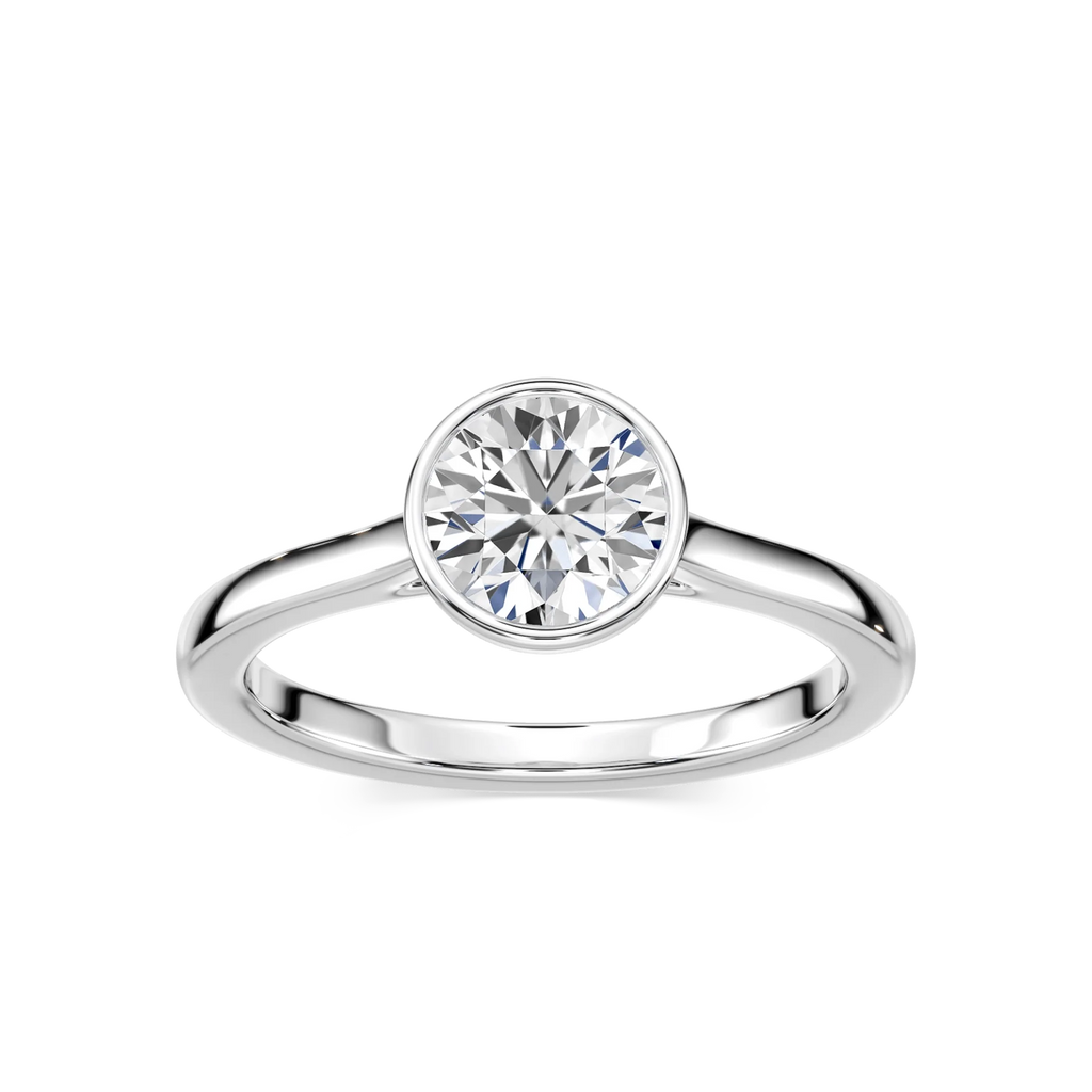 Melodie Round LGD Bezel Solitaire Engagement Ring - 14K White Gold