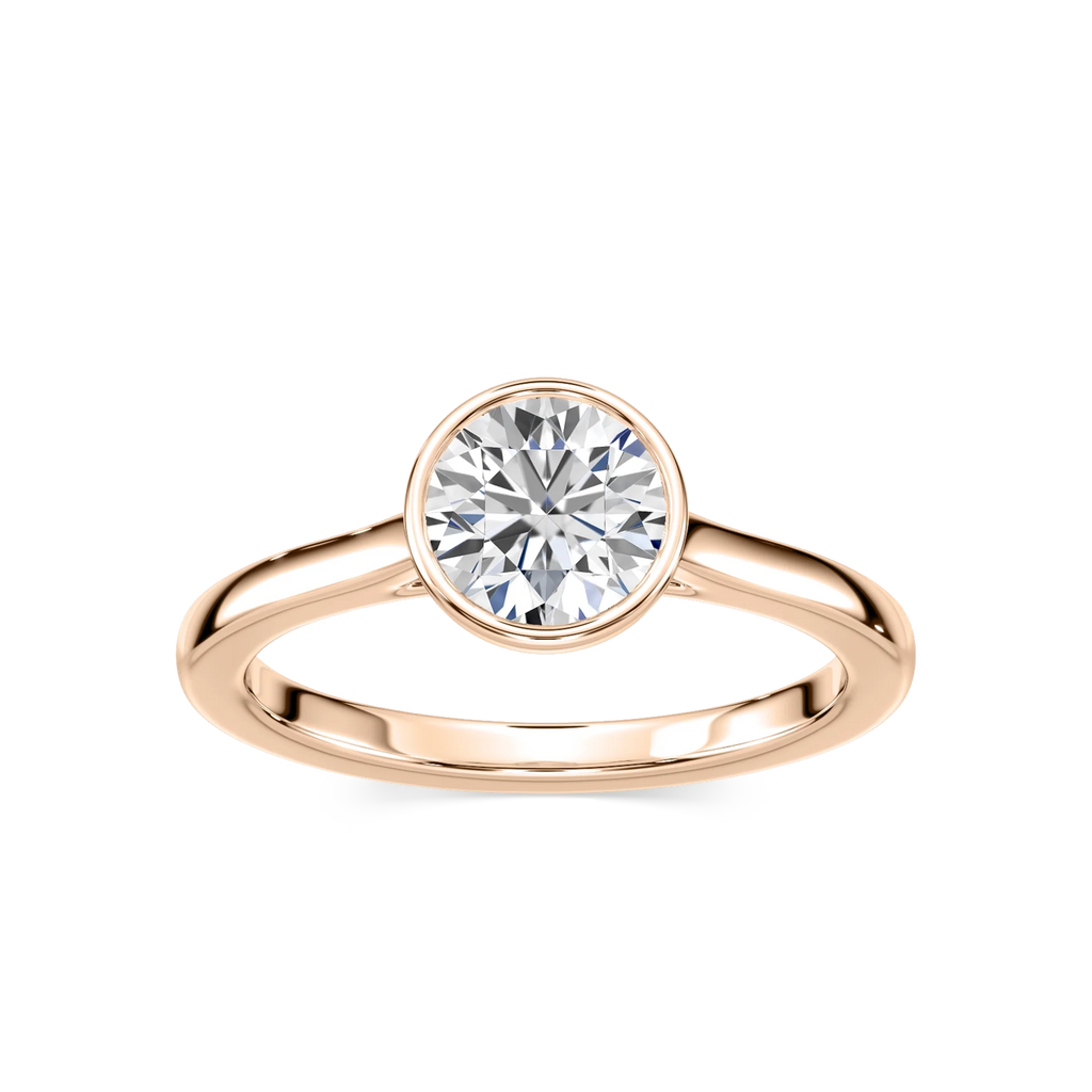 Melodie Round LGD Bezel Solitaire Engagement Ring - 18K Rose Gold