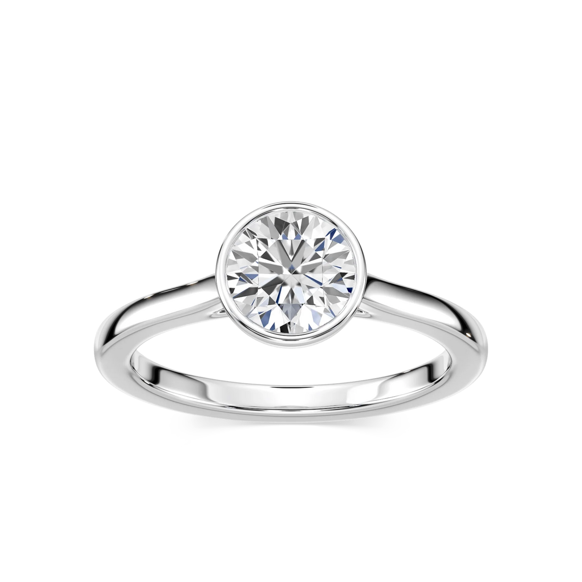 Melodie Round LGD Bezel Solitaire Engagement Ring - Platinum