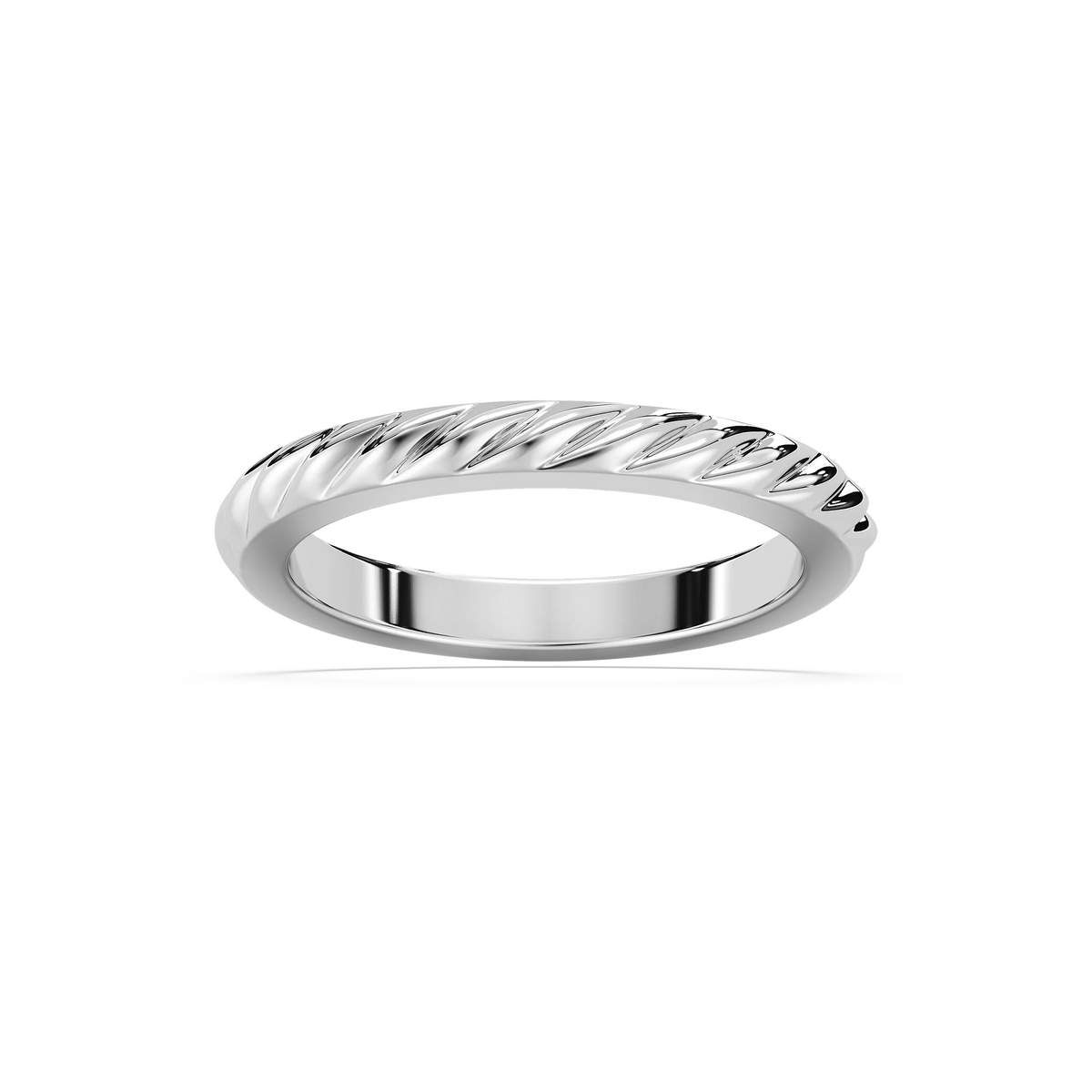 Lille 2.50mm Twist Plain Metal Band - 14K White Gold