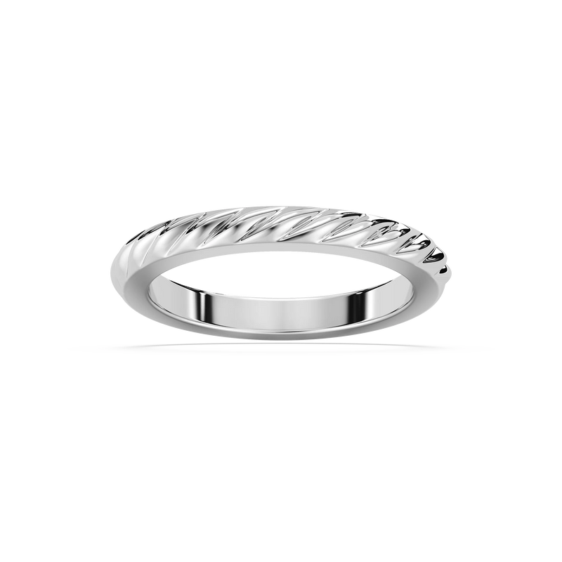 Lille 2.50mm Twist Plain Metal Band - 14K White Gold