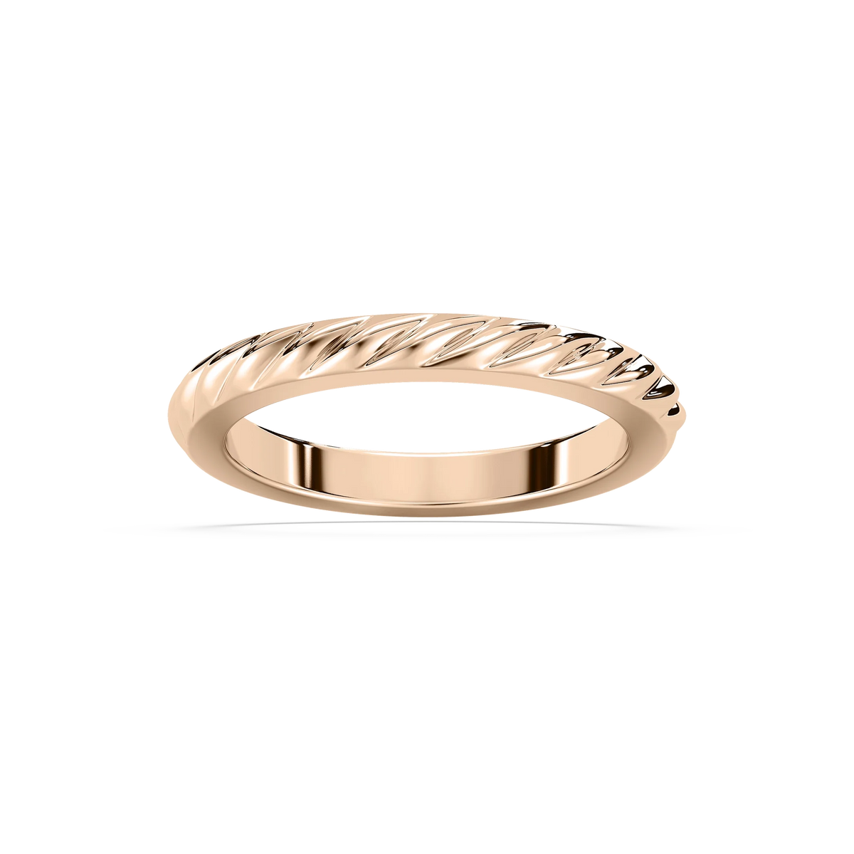 Lille 2.50mm Twist Plain Metal Band - 14K Rose Gold