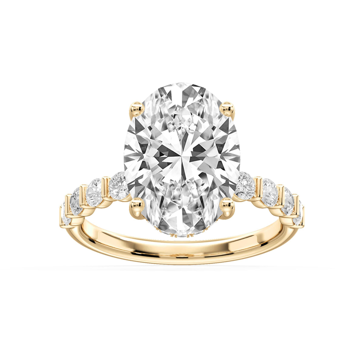 Lillie Oval LGD Bar Set Hidden Halo Engagement Ring - 14K Yellow Gold / 1 ½ ctw / F-VS2