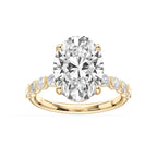 Lillie Oval LGD Bar Set Hidden Halo Engagement Ring - 18K Yellow Gold / 1 ½ ctw / F-VS2