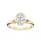 Linda Oval LGD Bezel Split Shank Solitaire Engagement Ring - 14K Yellow Gold / 2 ct / F-VS2