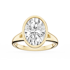 Linda Oval LGD Bezel Split Shank Solitaire Engagement Ring - 14K Yellow Gold / 4 ct / F-VS2