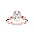 Linda Oval LGD Bezel Split Shank Solitaire Engagement Ring - 14K Rose Gold / 1 ct / F-VS2