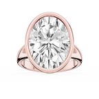 Linda Oval LGD Bezel Split Shank Solitaire Engagement Ring - 14K Rose Gold / 7 ct / F-VS2