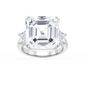 Liz 21 ctw Asscher LGD Double Prong Three Stone Engagement Ring - Signature Collection - 14K White Gold