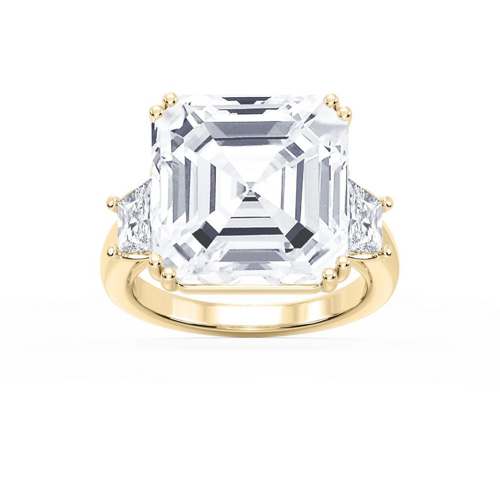 Liz 21 ctw Asscher LGD Double Prong Three Stone Engagement Ring - Signature Collection - 14K Yellow Gold