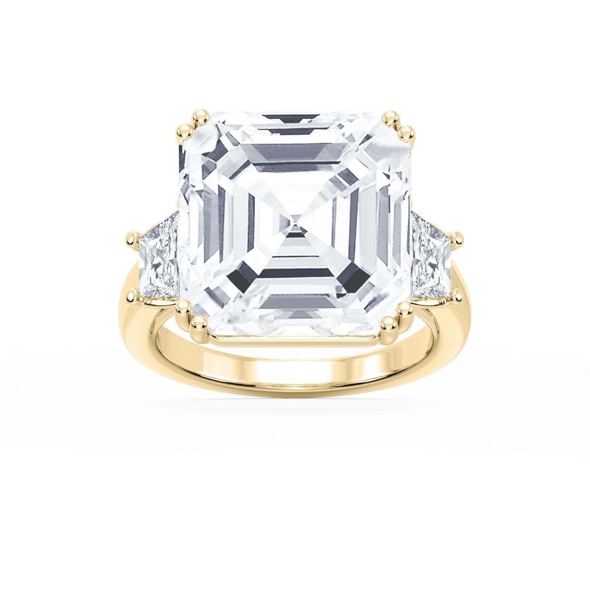 Liz 21 ctw Asscher LGD Double Prong Three Stone Engagement Ring - Signature Collection - 14K Yellow Gold