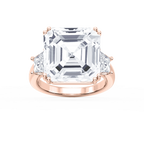 Liz 21 ctw Asscher LGD Double Prong Three Stone Engagement Ring - Signature Collection - 14K Rose Gold