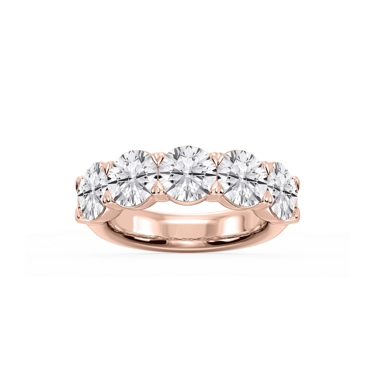 Kate Round LGD 5-Stone V-Prong Anniversary Band - 14K Rose Gold / 5 ctw / F-VS2