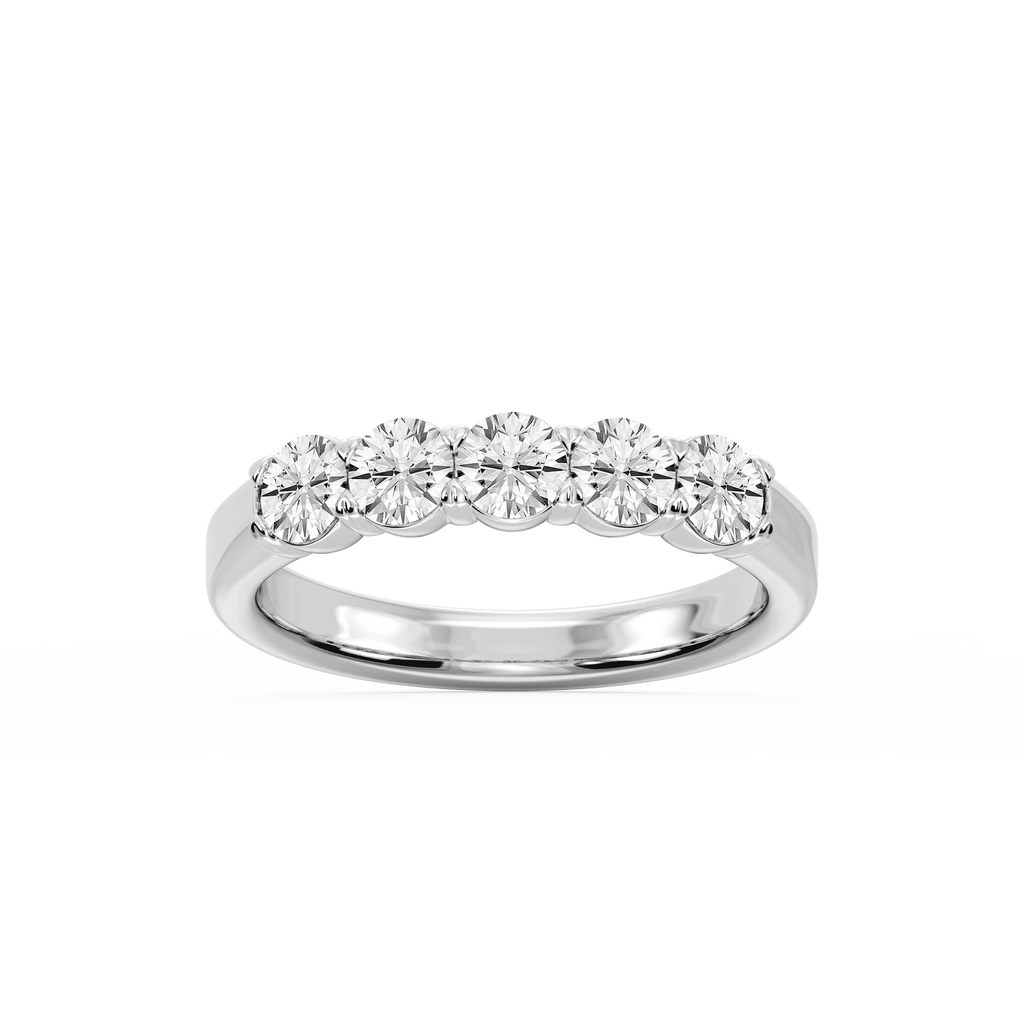 Kate Round LGD 5-Stone V-Prong Anniversary Band - Platinum / 1 ctw / F-VS2
