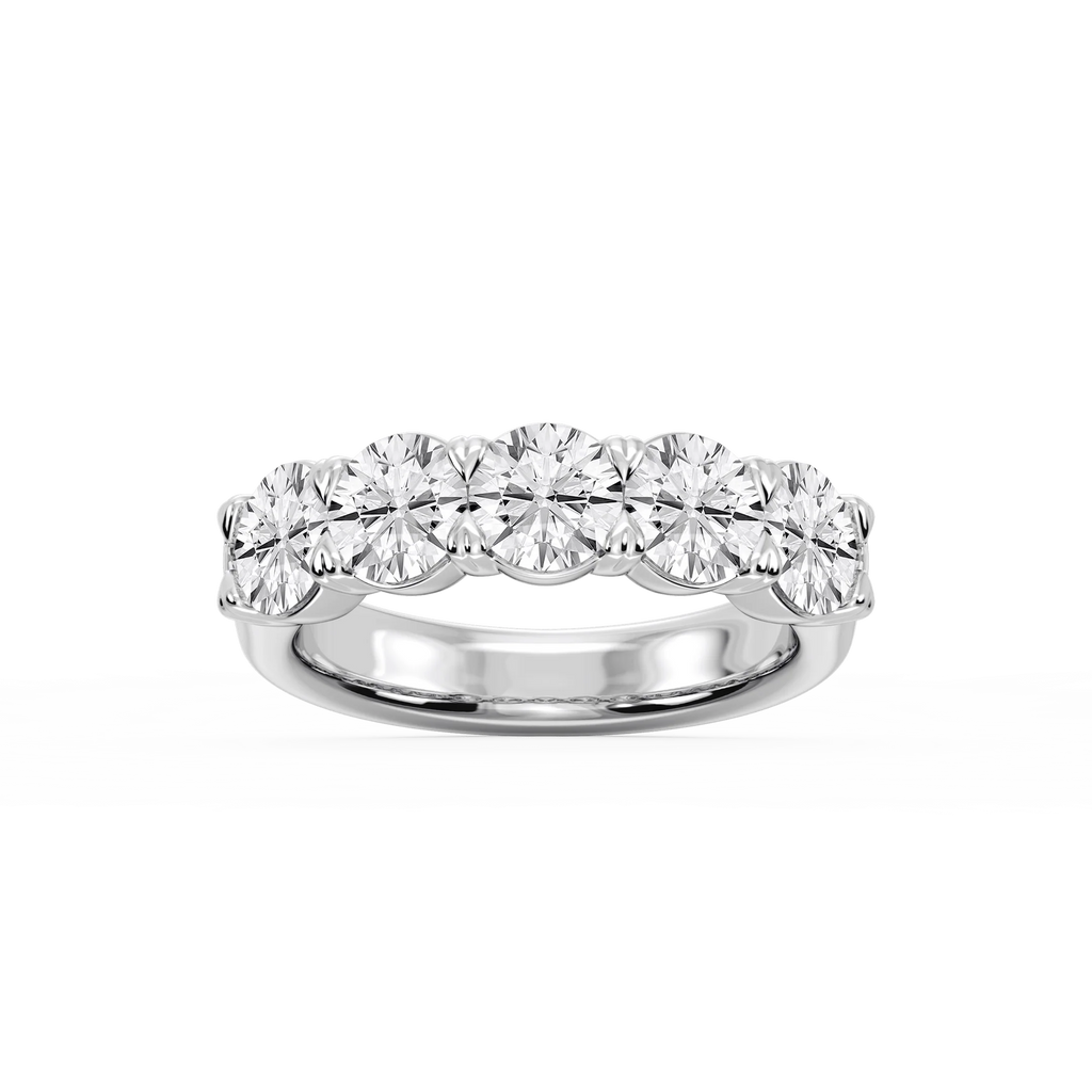 Kate Round LGD 5-Stone V-Prong Anniversary Band - Platinum / 3 ctw / F-VS2