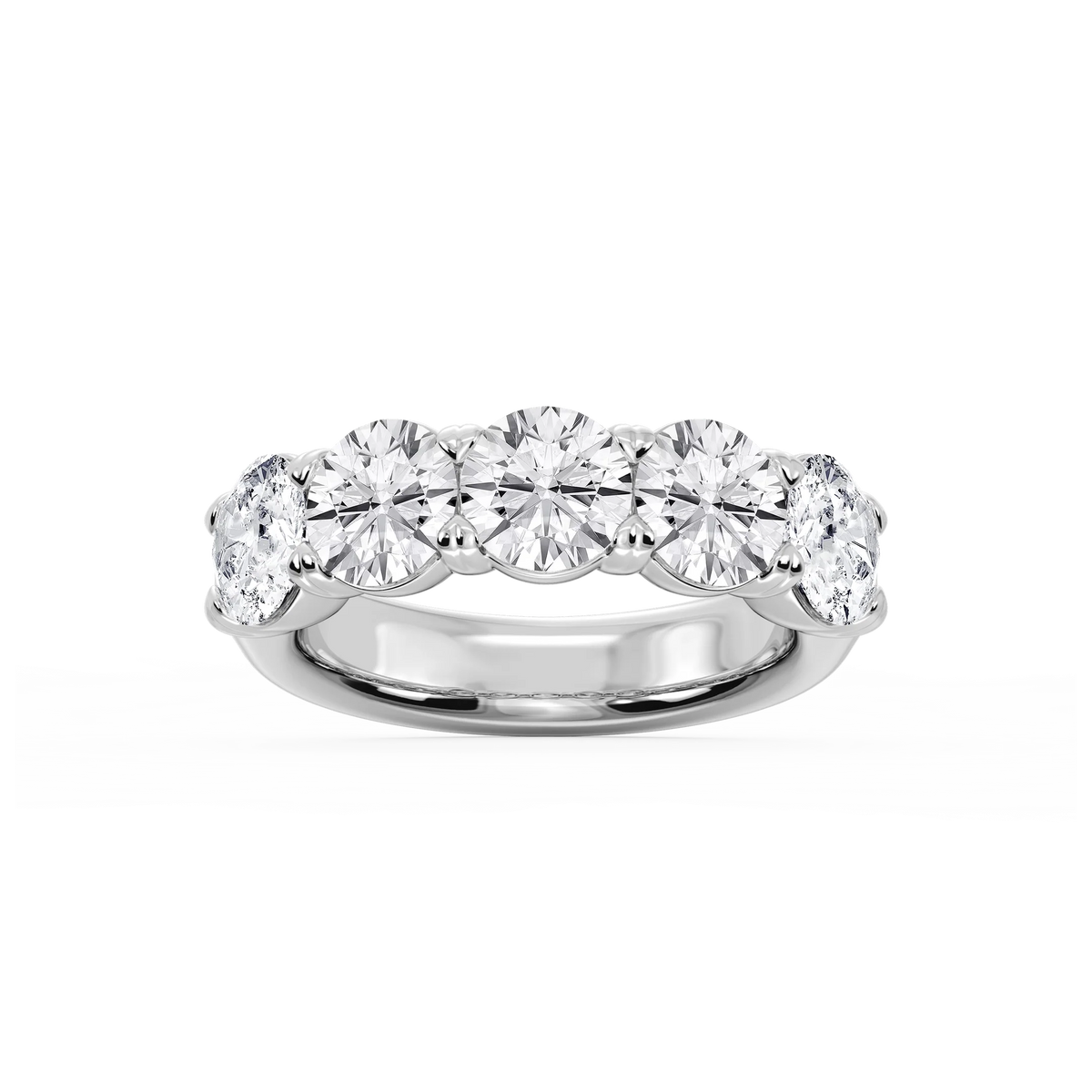 Kate Round LGD 5-Stone V-Prong Anniversary Band - Platinum / 4 ctw / F-VS2