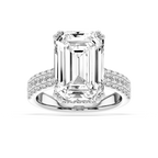 London 10 ¾ ctw Emerald LGD Hidden Halo Engagement Ring - Signature Collection - 14K White Gold