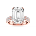 London 10 ¾ ctw Emerald LGD Hidden Halo Engagement Ring - Signature Collection - 14K Rose Gold