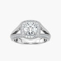 Catheryn Round LGD Split Shank Halo Engagement Ring - 14K White Gold