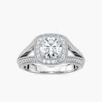 Catheryn Round LGD Split Shank Halo Engagement Ring - 18K White Gold