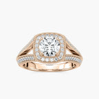 Catheryn Round LGD Split Shank Halo Engagement Ring - 18K Rose Gold