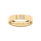 Lucas 1/8 ct Baguette LGD 5.20mm Flat Edge Mens Wedding Band - 14K Yellow Gold