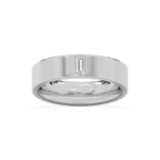 Lucas 1/5 ct Baguette LGD 6.40mm Flat Edge Mens Wedding Band - 14K White Gold