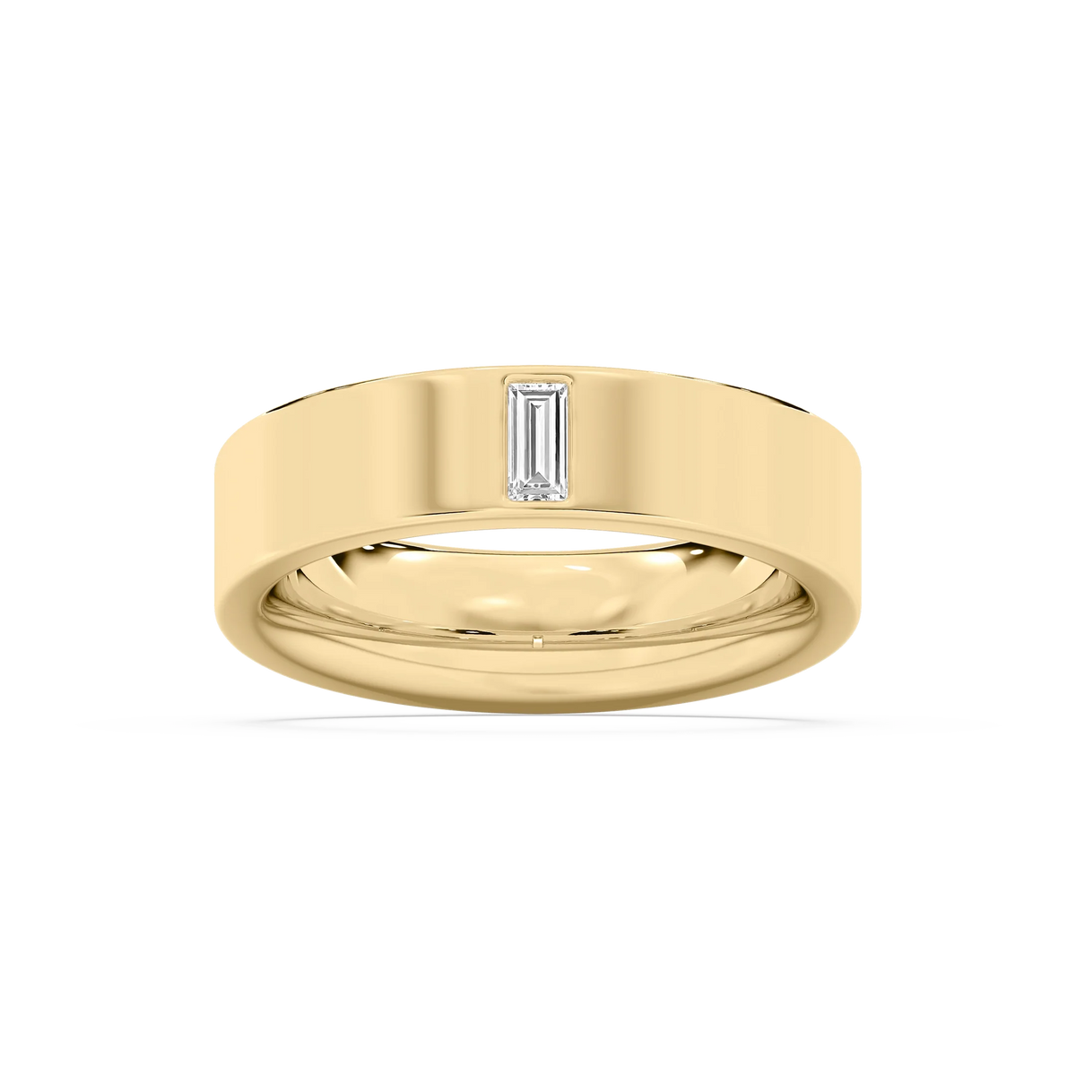 Lucas 1/5 ct Baguette LGD 6.40mm Flat Edge Mens Wedding Band - 14K Yellow Gold