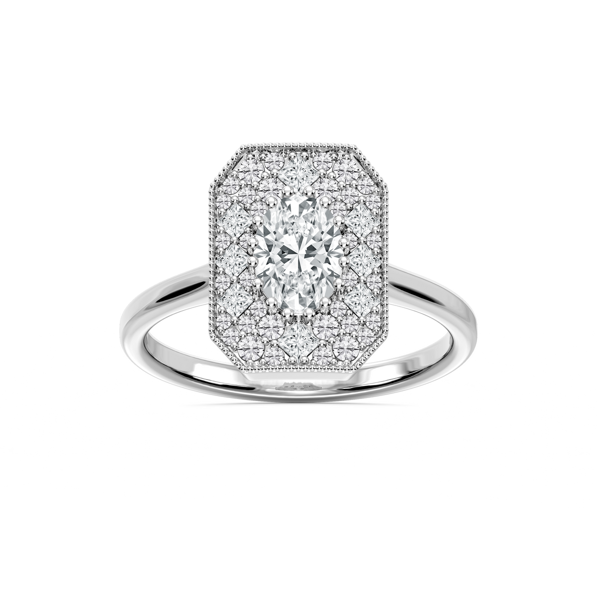 Lucia 1 ⅕ ctw Oval, Round, and Princess LGD Multi Shape Halo Vintage Promise Ring - 14K White Gold