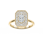 Lucia 1 ⅕ ctw Oval, Round, and Princess LGD Multi Shape Halo Vintage Promise Ring - 14K Yellow Gold