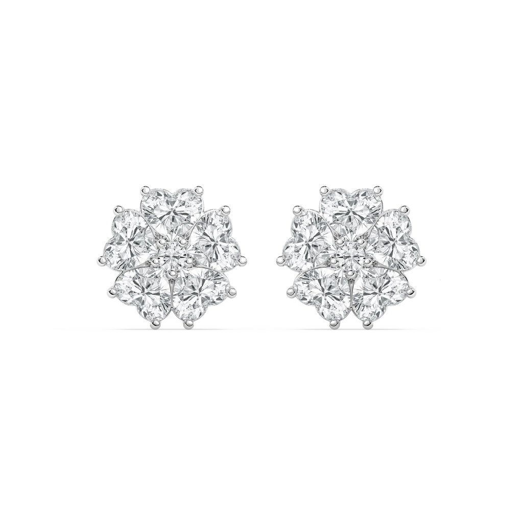 8 ctw LGD Lucky Heart Stud Earrings - Signature Collection - 14K White Gold