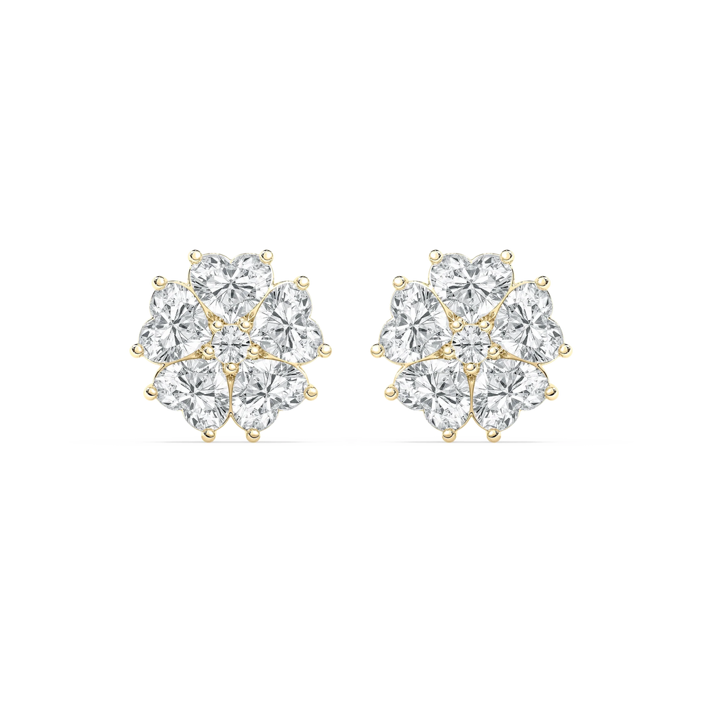 8 ctw LGD Lucky Heart Stud Earrings - Signature Collection - 14K Yellow Gold