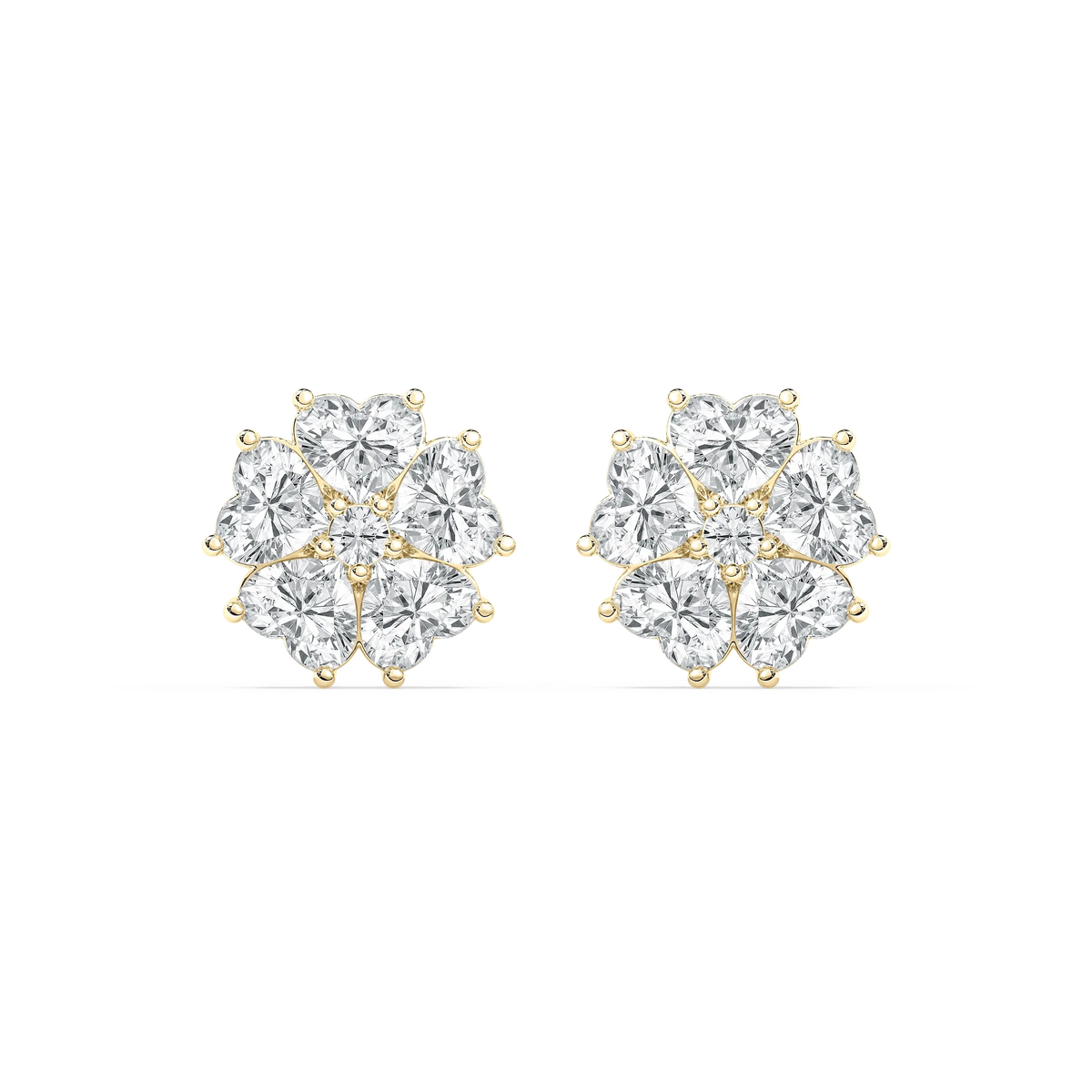8 ctw LGD Lucky Heart Stud Earrings - Signature Collection - 14K Yellow Gold