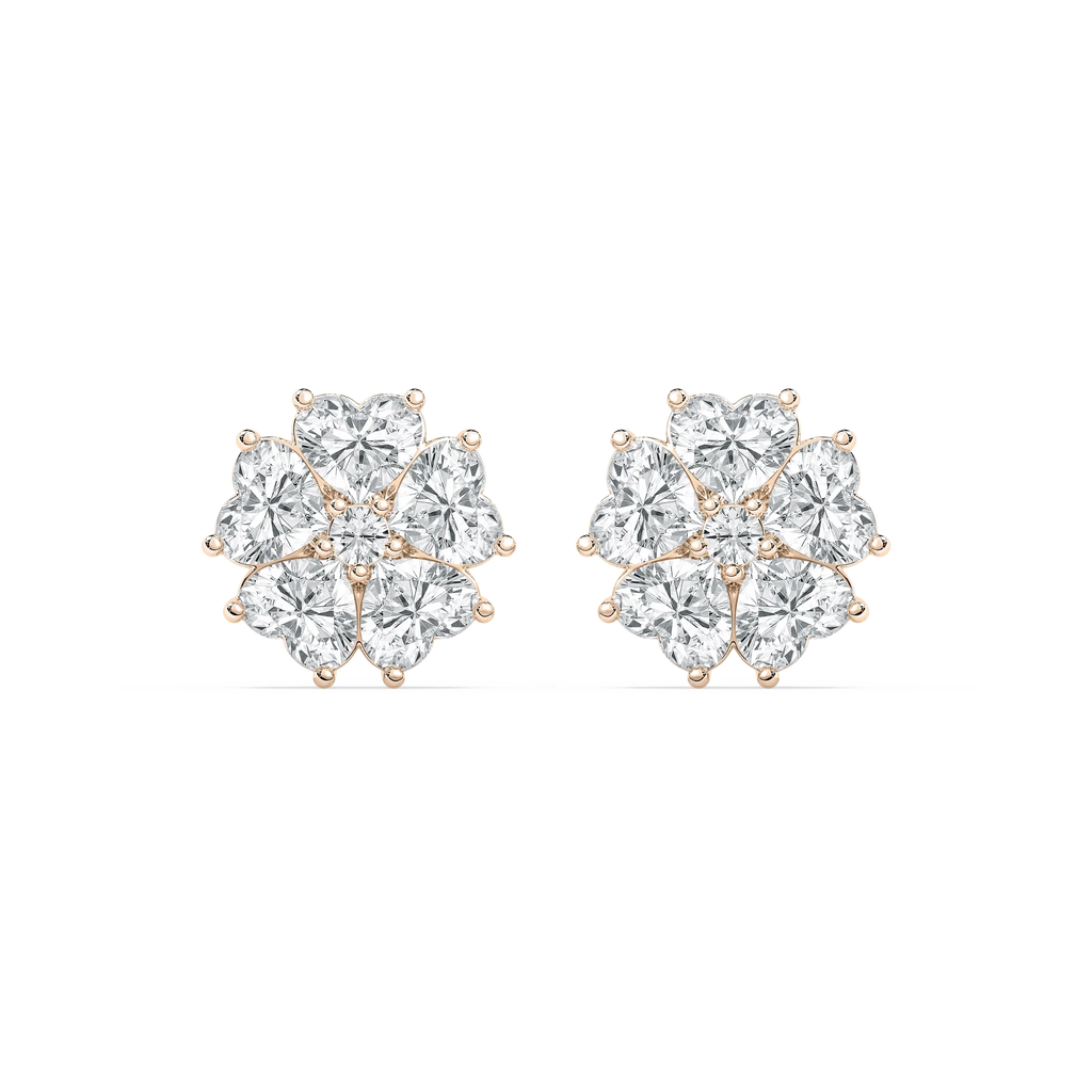 8 ctw LGD Lucky Heart Stud Earrings - Signature Collection - 14K Rose Gold