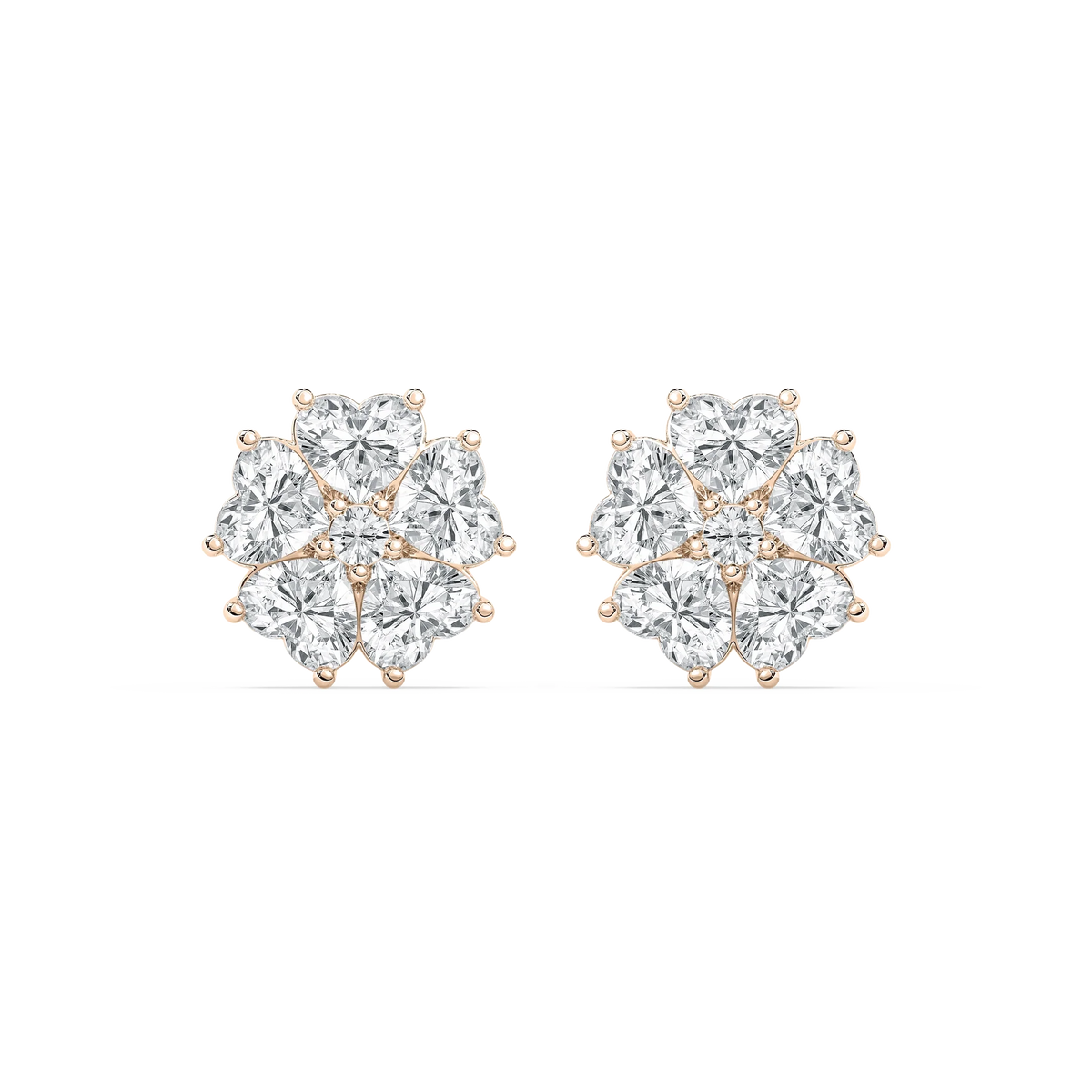 8 ctw LGD Lucky Heart Stud Earrings - Signature Collection - 14K Rose Gold