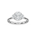 Luna 2 ½ ctw Oval LGD Half Moon Double Prong Engagement Ring - 14K White Gold