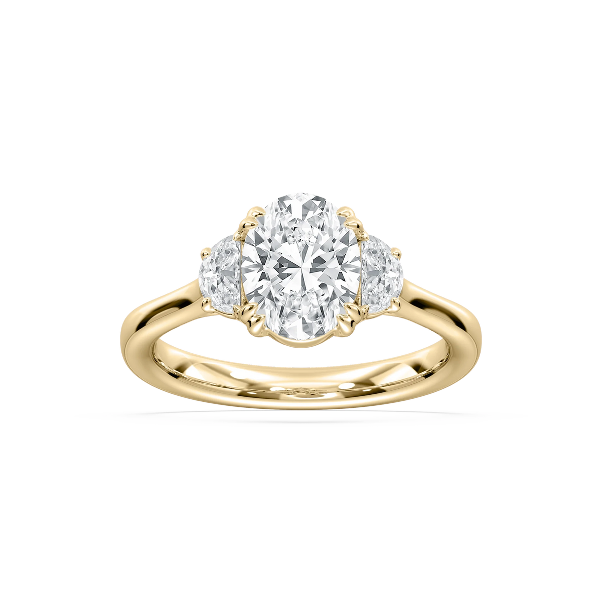 Luna 2 ½ ctw Oval LGD Half Moon Double Prong Engagement Ring - 14K Yellow Gold
