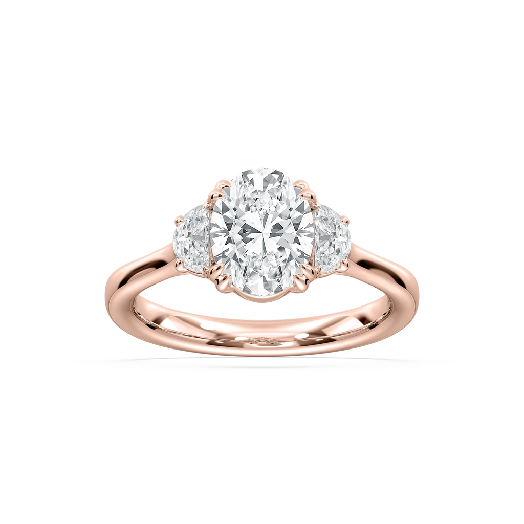 Luna 2 ½ ctw Oval LGD Half Moon Double Prong Engagement Ring - 14K Rose Gold