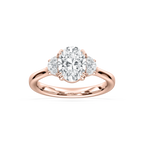 Luna 2 ½ ctw Oval LGD Half Moon Double Prong Engagement Ring - 14K Rose Gold