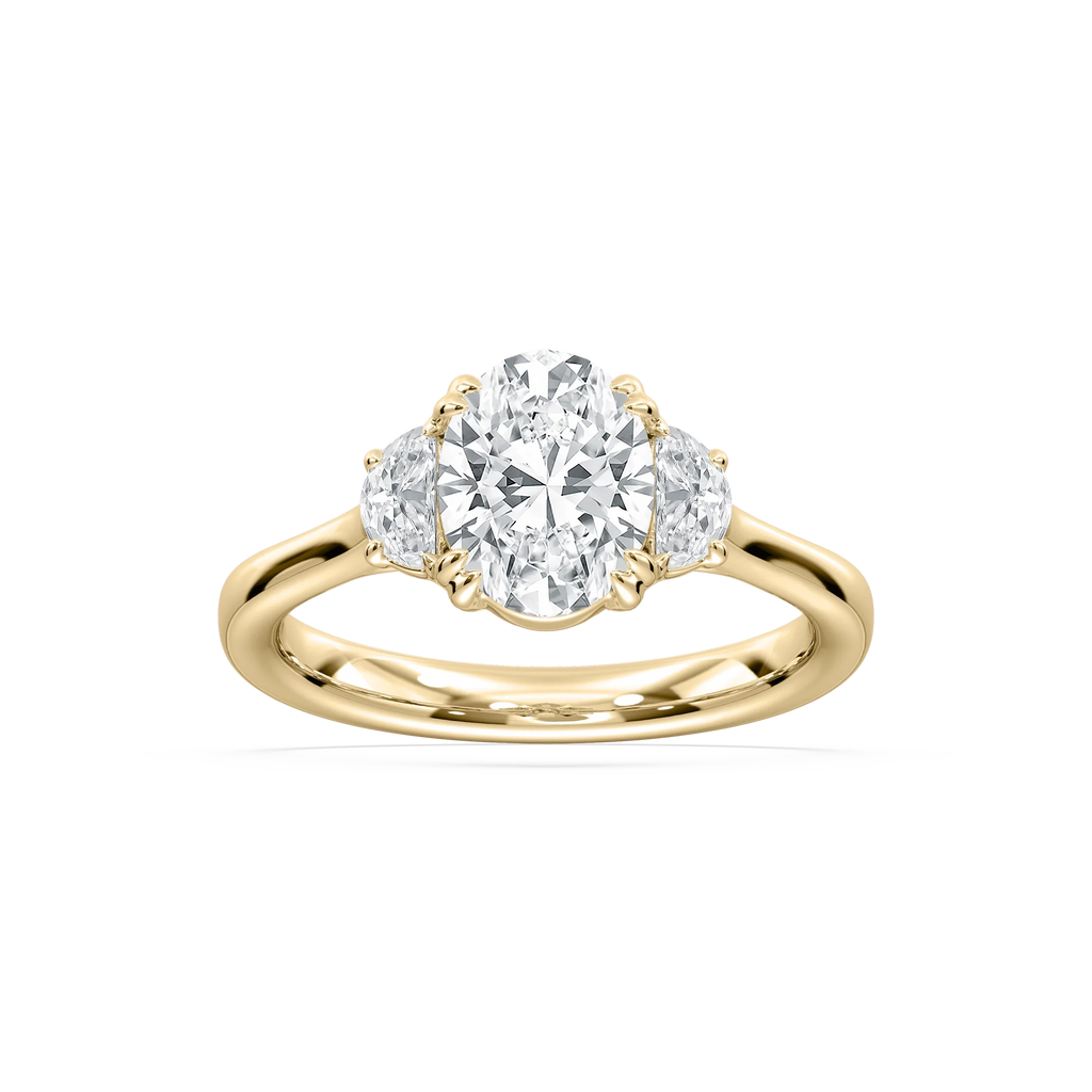 Luna 2 ½ ctw Oval LGD Half Moon Double Prong Engagement Ring - 18K Yellow Gold