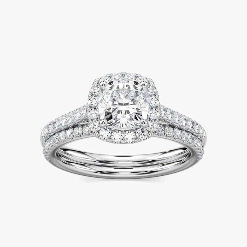 Luxe LGD Halo Classic Prong Wedding Set