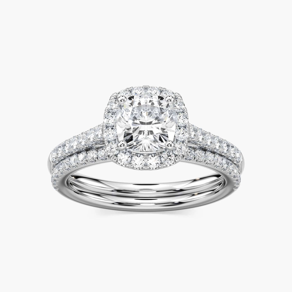 Luxe LGD Halo Classic Prong Wedding Set